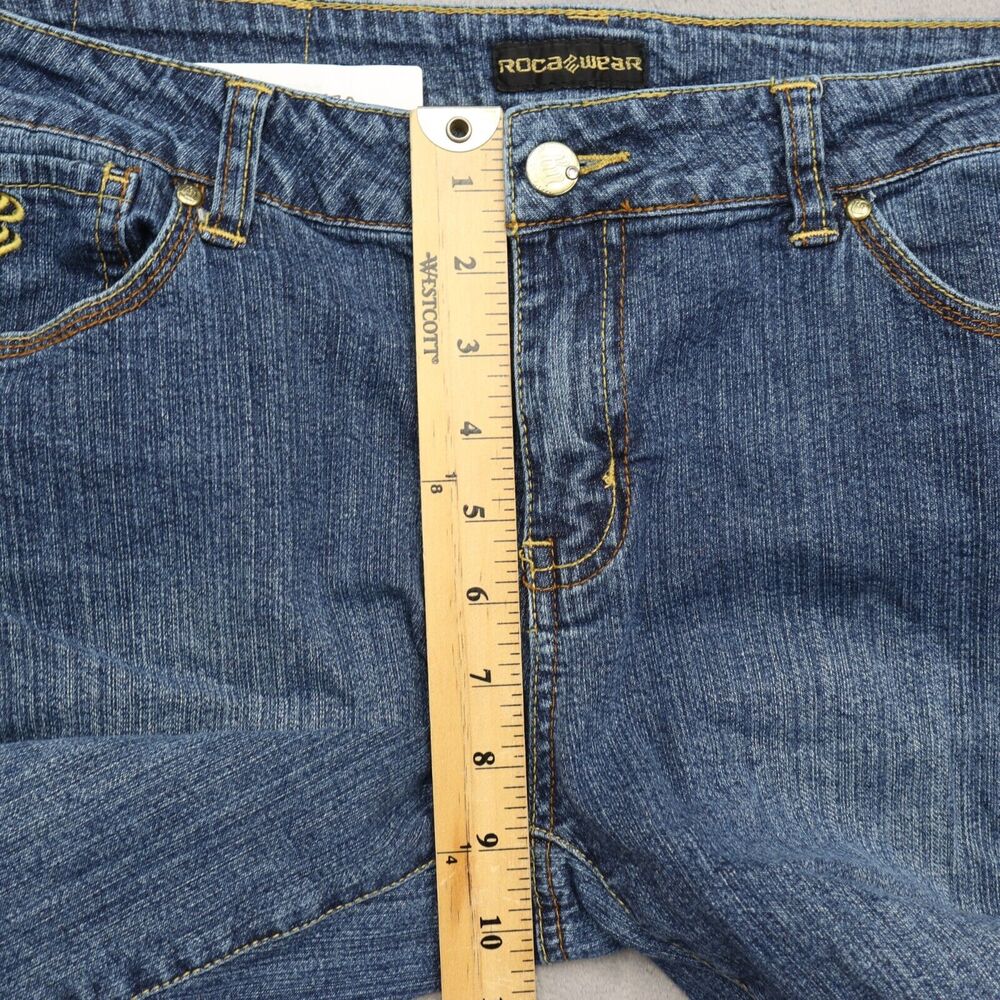 Rocawear Jeans Pants Womens 13 Blue Faded 5 Pocket Bootcut Button Zip Denim - Picture 5 of 16
